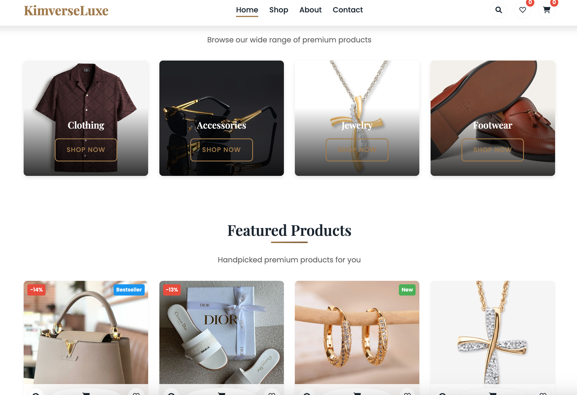 Ecommerce website for a boutique-KimverseLuxe